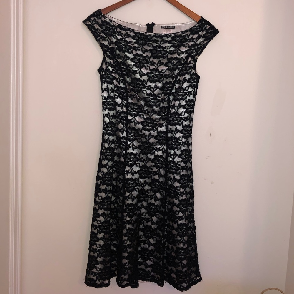 Black lace dress with white lining